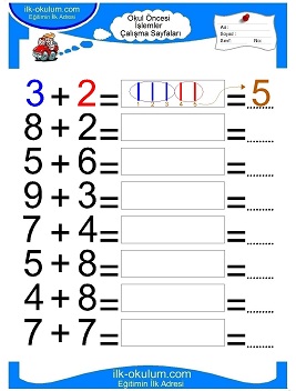 Çocuklar İçin toplam işlemi yaprak testleri 